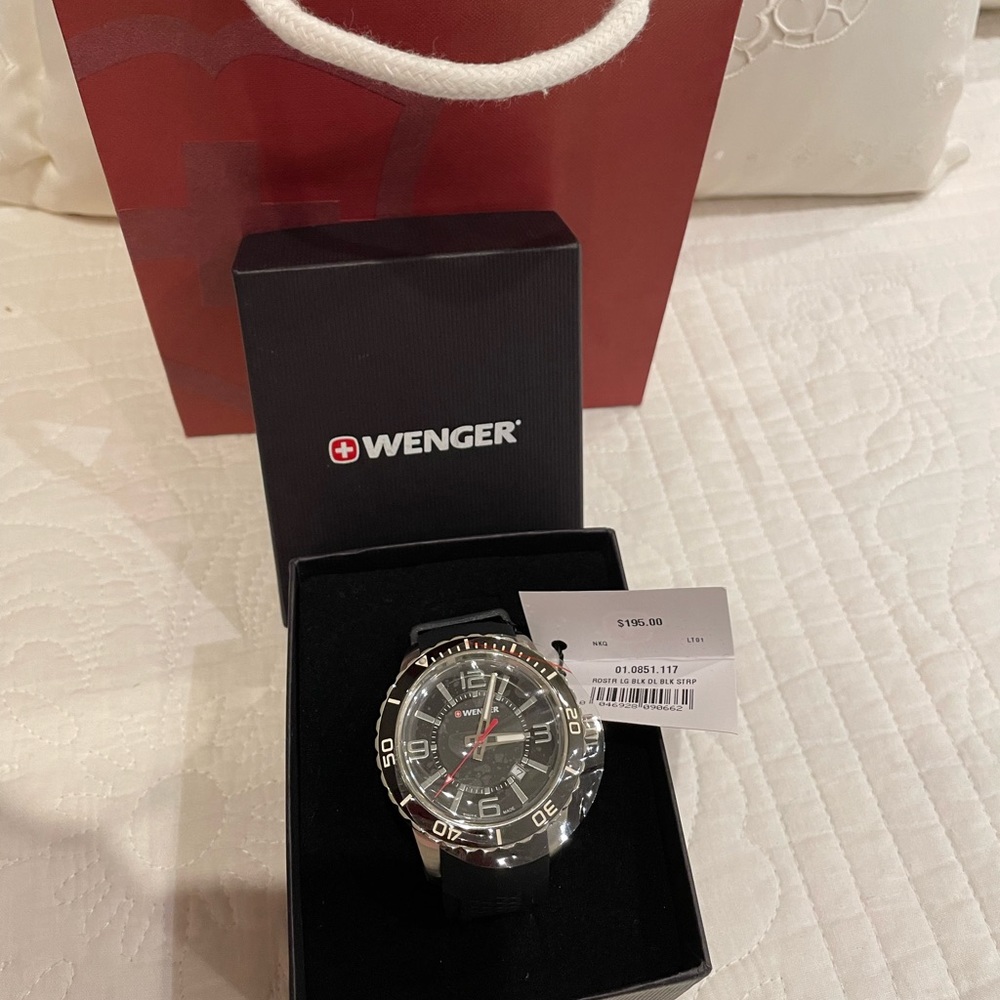 Wenger Roadster Large Black Dial Black Rubber Strap Watch